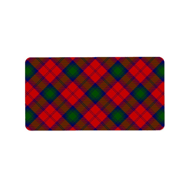 Lindsay tartan red green plaid label (Front)