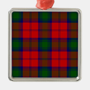 Lindsay tartan red green plaid metal ornament