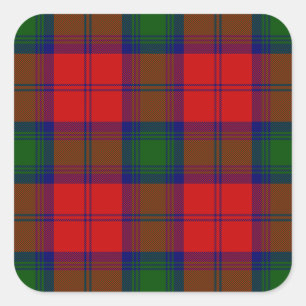 Lindsay tartan red green plaid square sticker