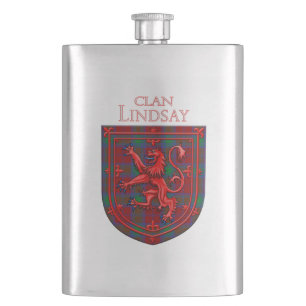 Lindsay Tartan Scottish Plaid Lion Rampant Hip Flask