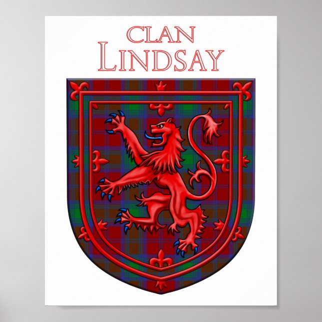 Lindsay Tartan Scottish Plaid Lion Rampant Poster (Front)