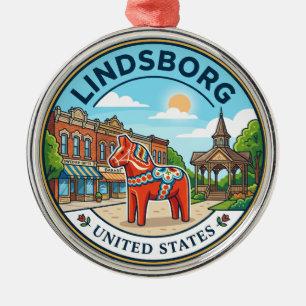 Lindsborg Kansas Metal Ornament