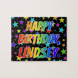 "LINDSEY" First Name, Fun "HAPPY BIRTHDAY" Jigsaw Puzzle