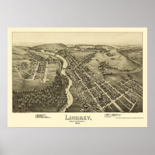 Lindsey, PA Panoramic Map - 1895 Poster