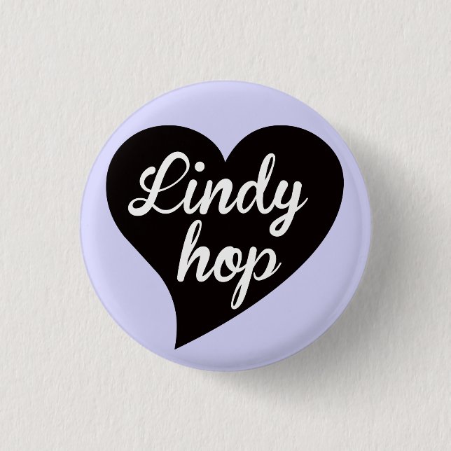 Lindy Hop Black Heart Lavender 3 Cm Round Badge (Front)