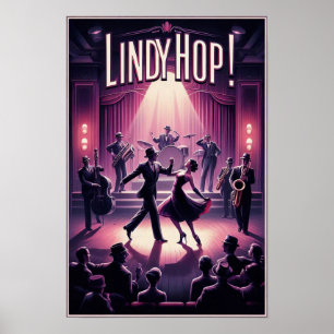Lindy Hop Dance Hall Vintage Poster