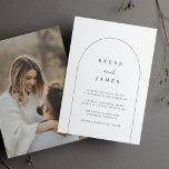 Line Arch | Modern Minimal Photo Wedding Invitation<br><div class="desc">A beautiful minimalist typography based wedding invitation featuring your names in classic lettering, joined with modern handwritten script accent lettering, beneath a thin line arch illustration. Personalise with your wedding details beneath. Our Ash colorway makes a classic statement with soft black lettering on a crisp white background. Add a full-bleed...</div>