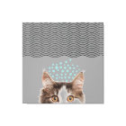 Line art abstract dots staring cat canvas print