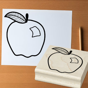 Line Art Apple for Crafts and Teachers Rubber Stamp