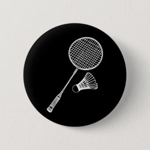 Line Art Badminton Player Shuttle Badmintoner  6 Cm Round Badge