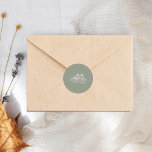 Line Art Barn Sage Green Farm Fall Wedding Classic Round Sticker<br><div class="desc">Illustration of barn.  Background is Sage Green.</div>
