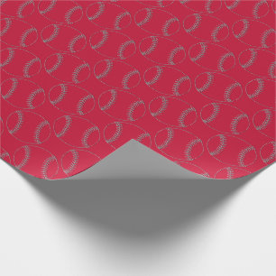 Line Art Baseballs-Embossed Red-Gift Wrap Paper