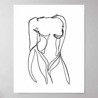 line art black and white women body minimal poster