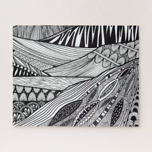 Line art black white abstract landscape  jigsaw puzzle