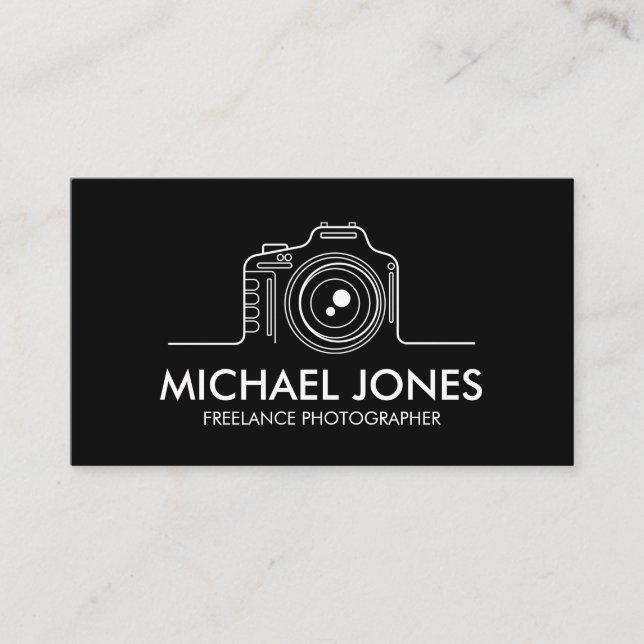Line Art Camera Icon Business Card (Front)