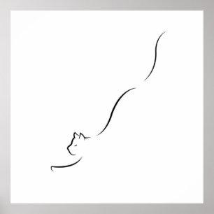 Line art Cat - line drawing cat minimalistic Poster