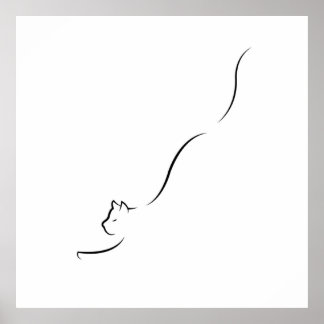 Line art Cat - line drawing cat minimalistic Poster