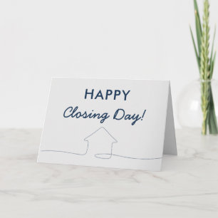Line Art Closing Day Navy Real Estate Agent Card