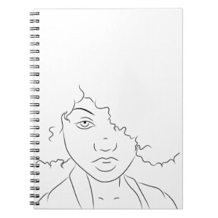 Line Art Curly Hair Girl Notebook