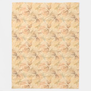 Line art dragonflies birds flowers peach pattern fleece blanket