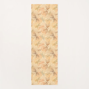 Line art dragonflies birds flowers peach pattern yoga mat