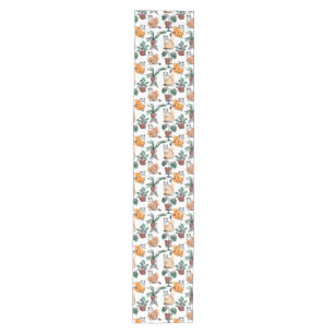 Line art drawing cats and flowers medium table runner