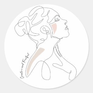 Line Art drawing  - Creative and Fruitful Classic Round Sticker