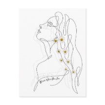 Line Art drawing of woman - Bloom where you are