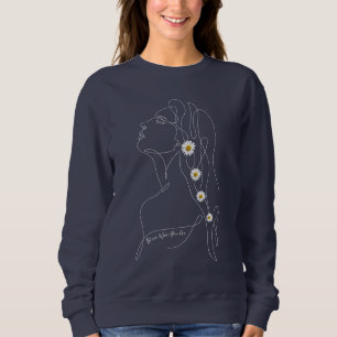 Line Art drawing of woman - Bloom where you are Sweatshirt