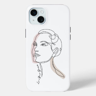Line Art drawing of woman - Live your dreams iPhone 15 Mini Case