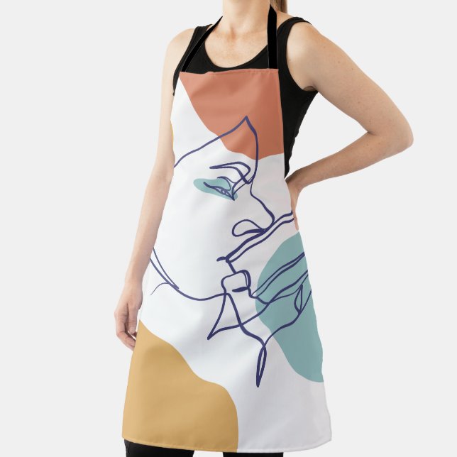 line art drawing poster of woman drinking coffee   apron (Insitu)