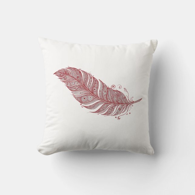 line art elegant feather cushion (Front)