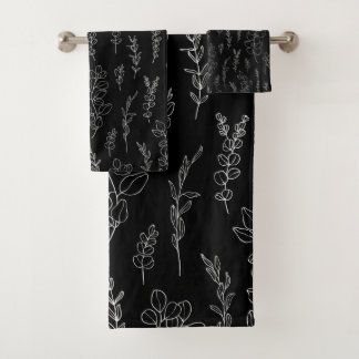Line Art Eucalyptus Pattern  Bath Towel Set