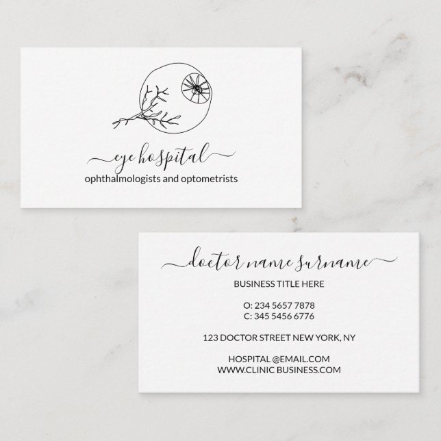 Line Art Eye doctor ophthalmologists optometrists Business Card (Front/Back)
