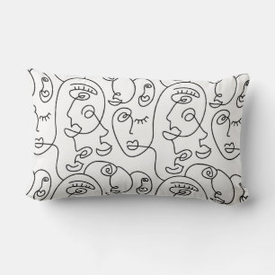 Line art Face Geometrical abstract minimal modern Lumbar Cushion