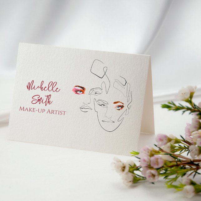 Line art Fashion make up, make up artist branding Business Card (Creator Uploaded)