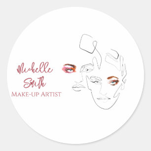 Line art Fashion make up, make up artist branding Classic Round Sticker