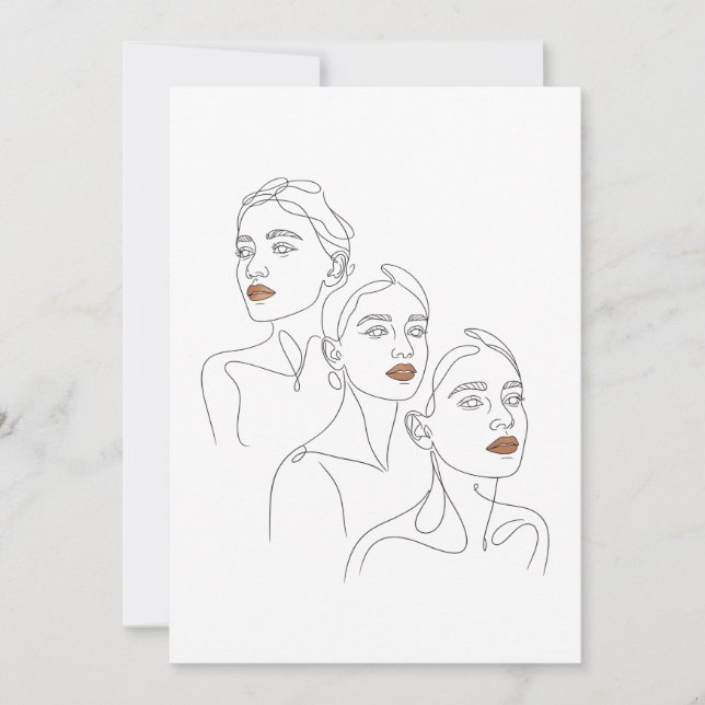 Line Art Female Trio Invitation (Front)