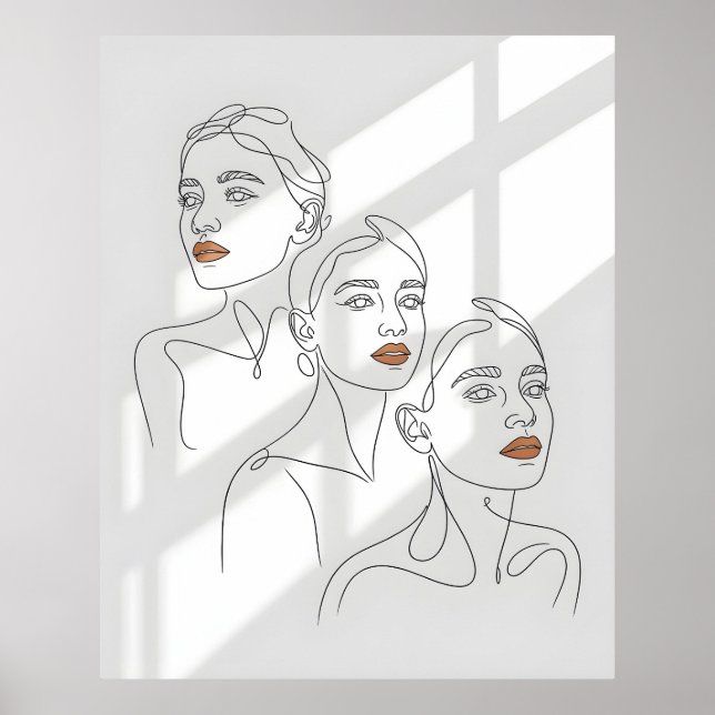 Line Art Female Trio Poster (Front)