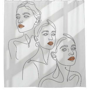 Line Art Female Trio Shower Curtain
