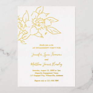 Line Art Floral Elegant Engagement Party