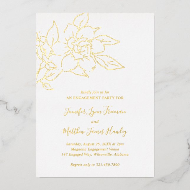 Line Art Floral Elegant Engagement Party (Front)