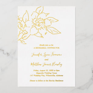 Line Art Floral Elegant Wedding Rehearsal Dinner