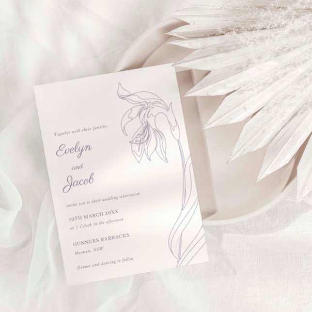 Line Art flower arch Lavender Invitation (Creator Uploaded)