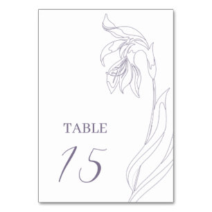 Line Art flower arch Lavender Table Number