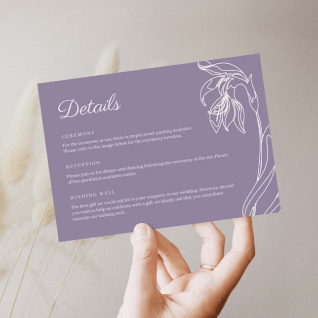 Line Art flower Lavender Details Enclosure Card (Creator Uploaded)