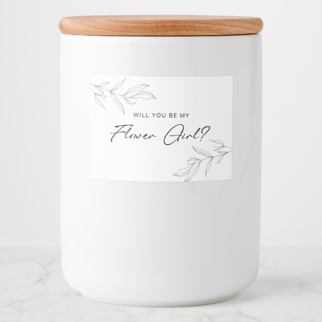 Line Art Foliage Flower Girl Candle Label (Front)