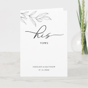 Line Art Foliage Leaf His Vows Card