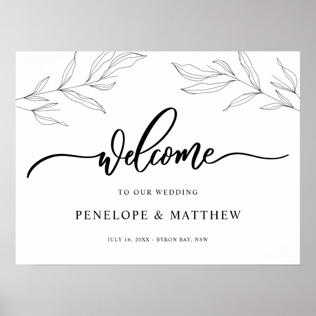 Line Art Foliage Leaf Welcome Sign (Front)
