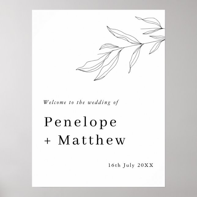 Line Art Foliage Leaf Welcome Sign (Front)